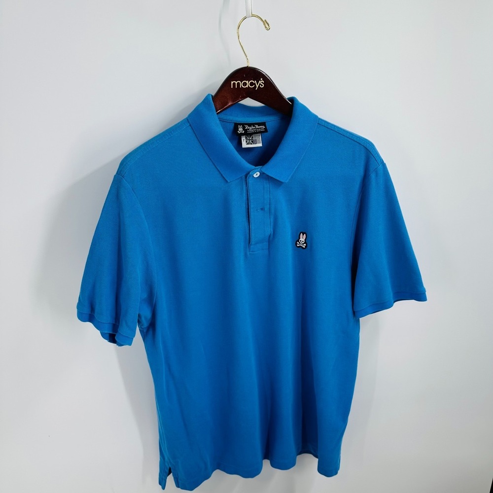 Psycho Bunny By Robert Godley Collared Classic Logo Polo Shirt Blue Size‎ 7